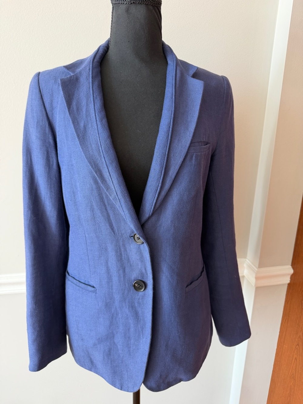 Veronica Beard Classic Navy Blue Women's Blazer Linen coastal vibes 🌊